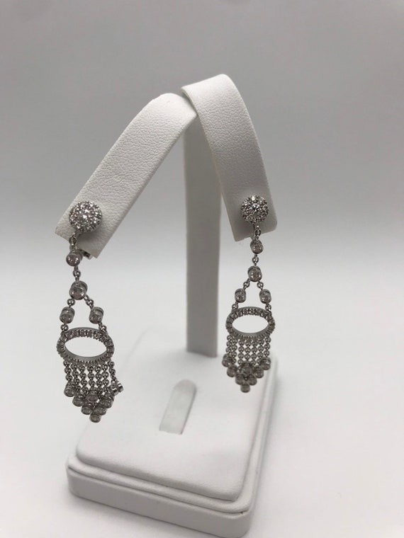 Diamond Earrings,Chandelier. 18k white gold. - image 4