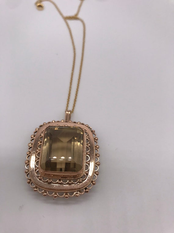 Pin/Pendant combo,Quartz. 14k red gold. - image 3