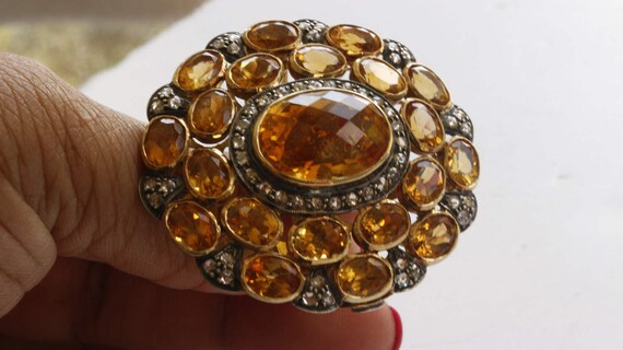 Dramatic Statement Ring,18k yellow gold,Citrine &… - image 5