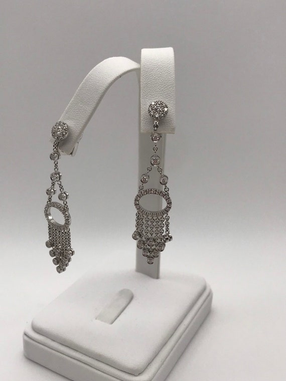 Diamond Earrings,Chandelier. 18k white gold. - image 10