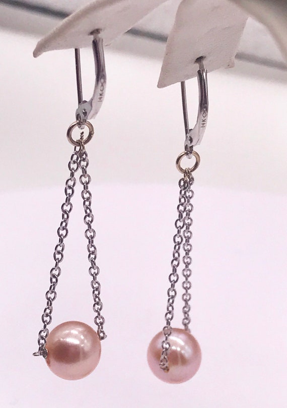 Earrings,Pearls. 14k white gold. Circa 1970’s - image 2