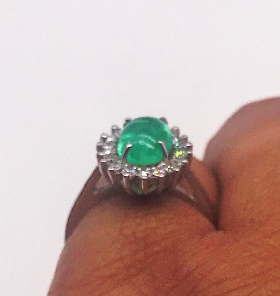 Ring,Emerald & Diamonds. 14k white gold. Handmade - image 10