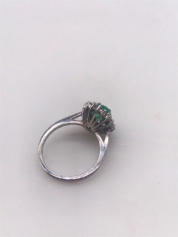 Ring,Emerald & Diamonds. 14k white gold. Handmade - image 4