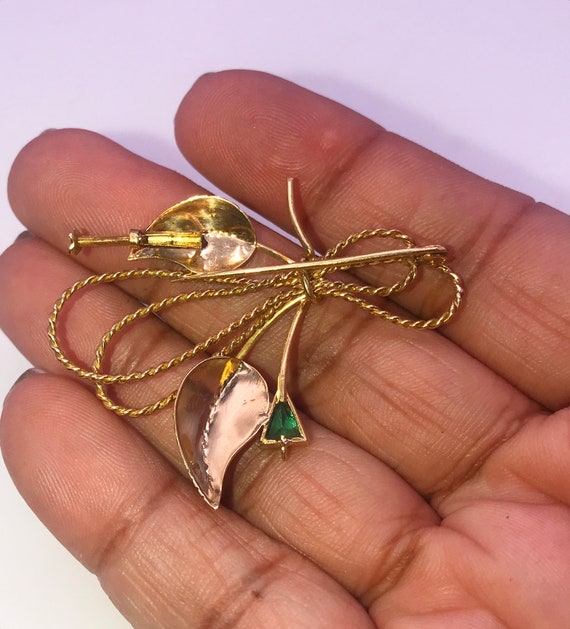 Pin/Brooch.18k gold.Emerald. Handmade - image 2
