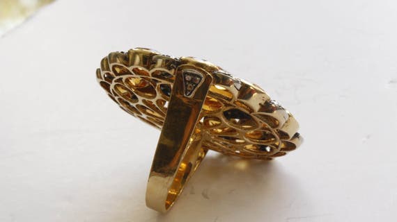 Dramatic Statement Ring,18k yellow gold,Citrine &… - image 3