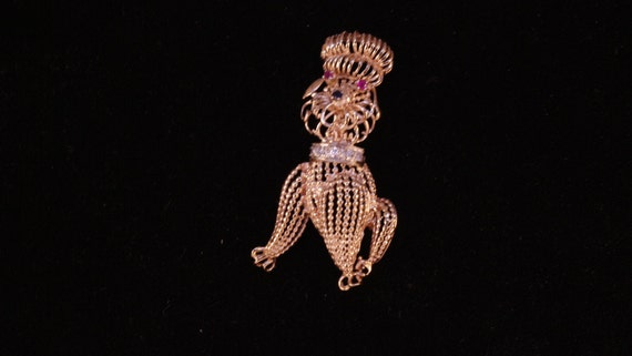 Pin,Poodle. 14k yellow gold with Rubies, Sapphire… - image 3