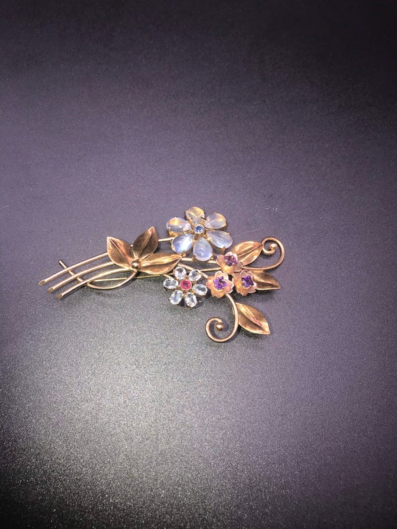 Pin/Brooch,Flower. 14k Gold. Handmade. Circa 1950… - image 7