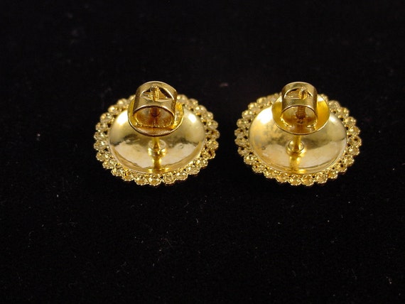 Earrings Vintage 22k Gold Enamel - image 2