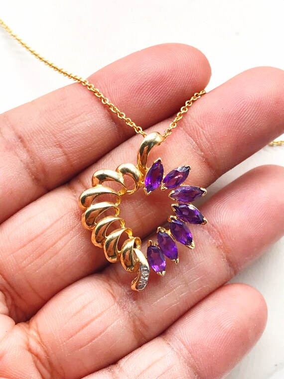 Pendant,Heart, 14k gold. Amethyst & Diamonds - image 10