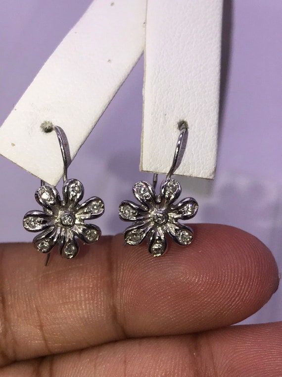 Earrings, Flower. 14k & Diamonds.