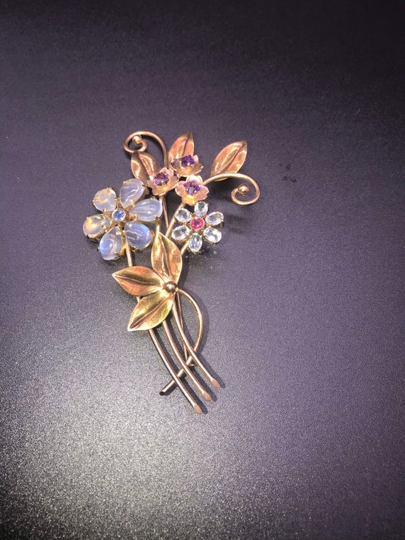 Pin/Brooch,Flower. 14k Gold. Handmade. Circa 1950… - image 1