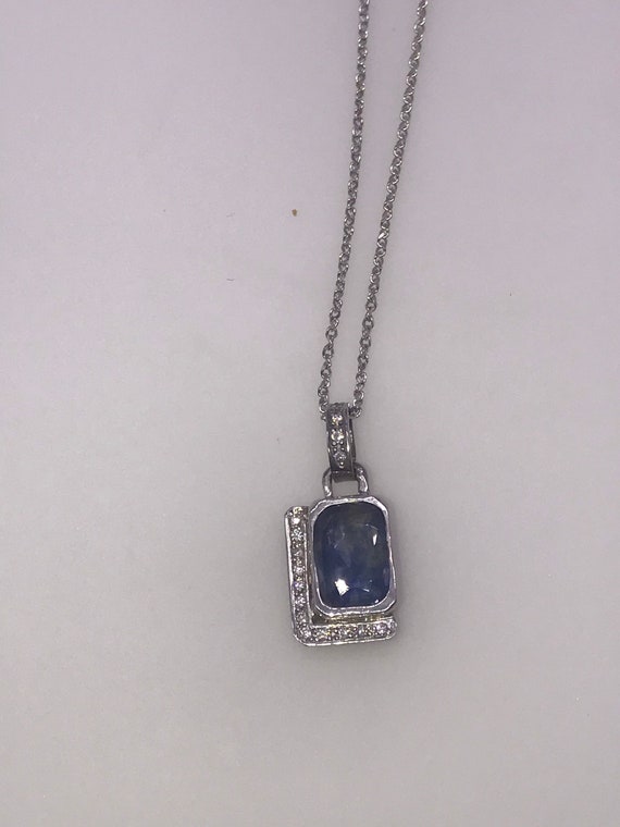 Sapphire pendant with 14k white gold chain. - image 10