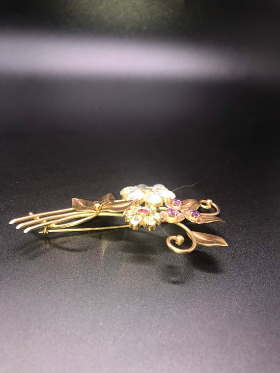 Pin/Brooch,Flower. 14k Gold. Handmade. Circa 1950… - image 4