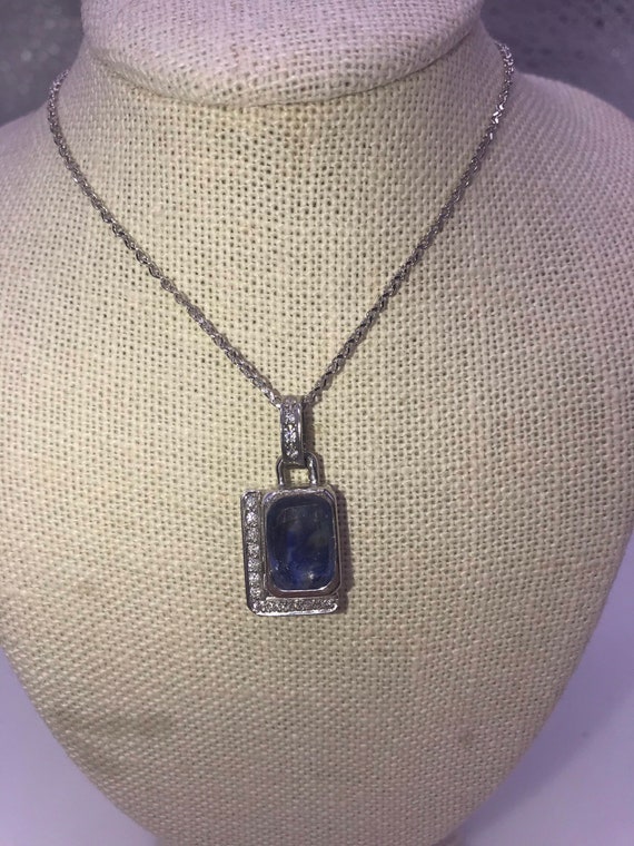 Sapphire pendant with 14k white gold chain. - image 9