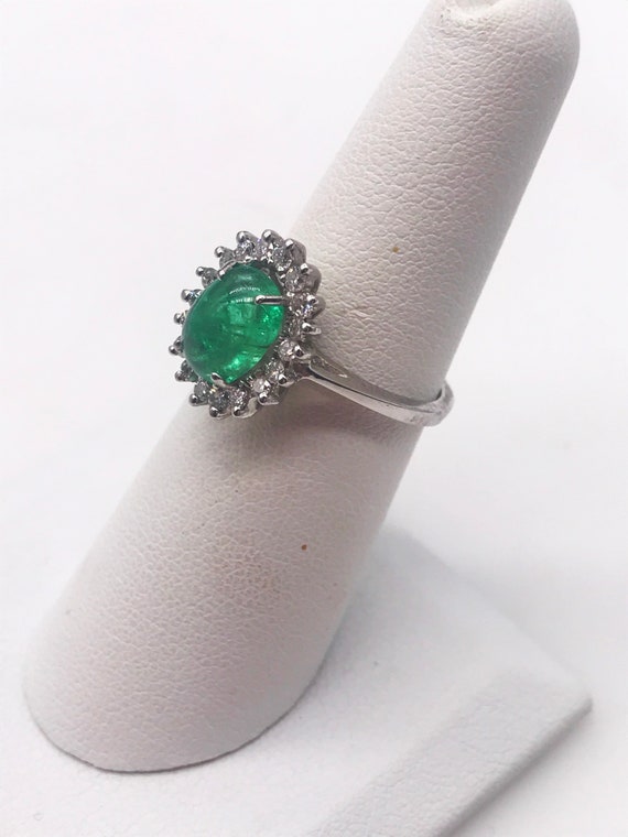 Ring,Emerald & Diamonds. 14k white gold. Handmade - image 6