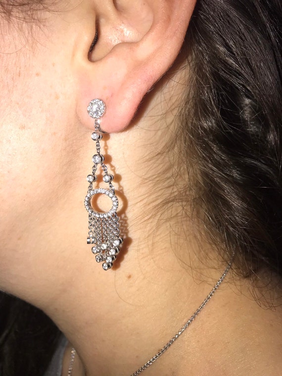 Diamond Earrings,Chandelier. 18k white gold. - image 8