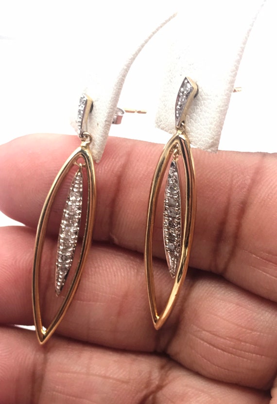 Earrings, 10k yellow gold & Diamonds.  Handmade. C