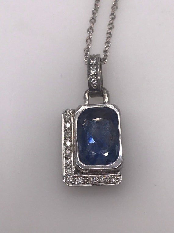 Sapphire pendant with 14k white gold chain. - image 1