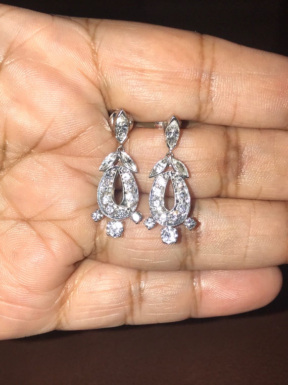 Earrings. Diamonds. Handmade. Circa 1950’s.