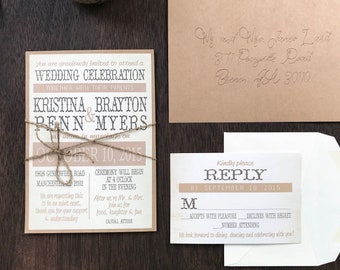 Rustic Wedding Invitation Set, Country Wedding Invitation, Rustic Chic Wedding Invitation, Barn Wedding Invitation, Country Chic Wedding