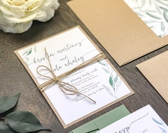 Greenery Wedding Invitation Set, Eucalyptus Wedding Invitation, Rustic Wedding Invitation, Organic Wedding Invitation, Garden Wedding