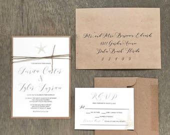 Beach Wedding Invitation Set Etsy