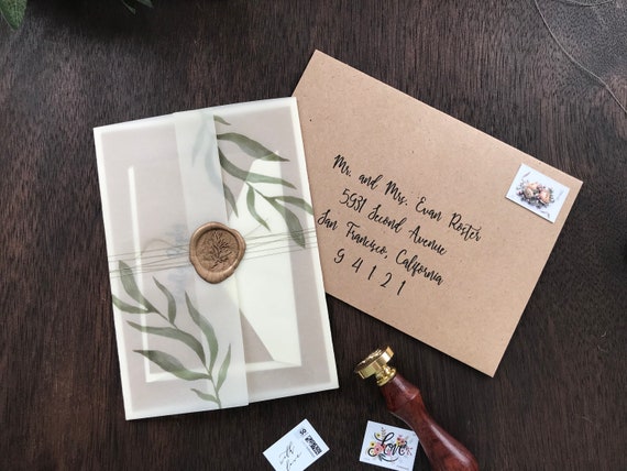 Wedding Invitations Invite Cards Sealed Vintage Letter Personalised Folded