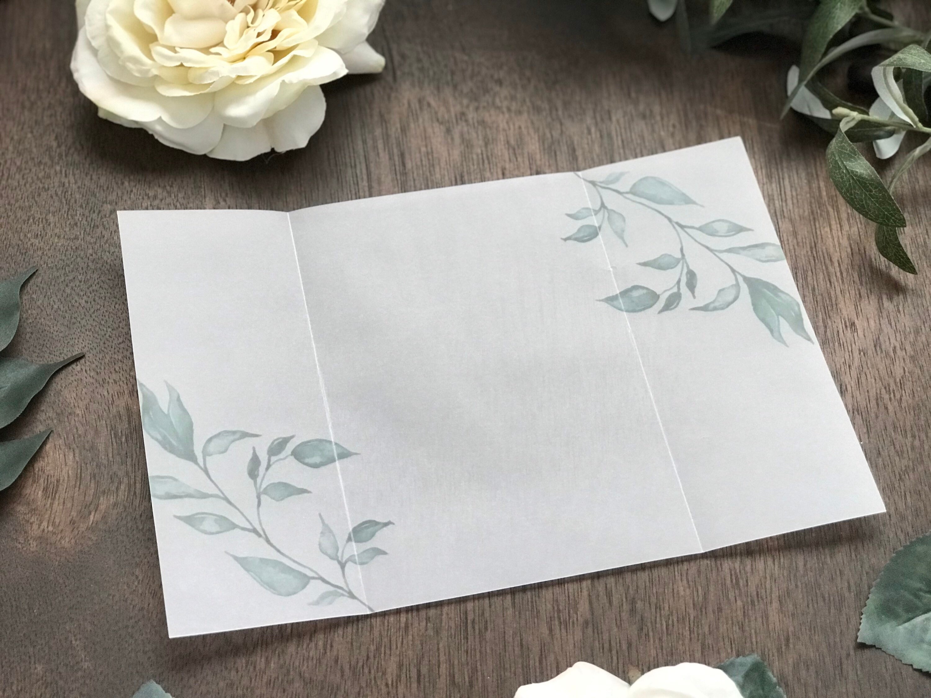 Printed Watercolor Greenery Vellum Jacket Vellum Wrap for 5 X Etsy