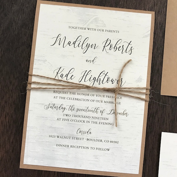 Woodsy Wedding Invitation Set, Birch Wedding Invitation, In the Woods Wedding Invitation, Mountain Wedding Invitation, Forrest Wedding