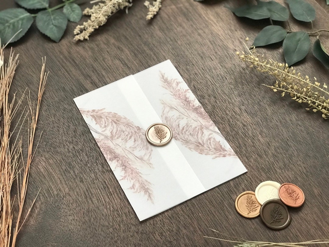Pampas Grass Vellum Jacket Only, Vellum Wrap for 5 X 7 Wedding Invitation, Vellum Paper for DIY