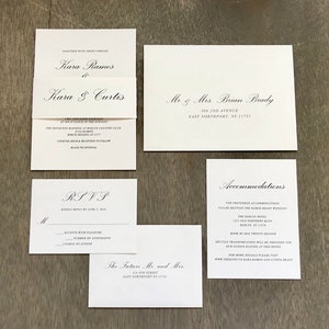 Classy Modern Wedding Invitation Set, Simple Elegant Formal Invite, Romantic Minimalist and Timeless, Script Invitation with band image 8