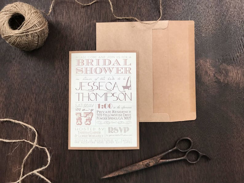 Rustic Wedding Shower Invitation Rustic Bridal Shower Invite Etsy