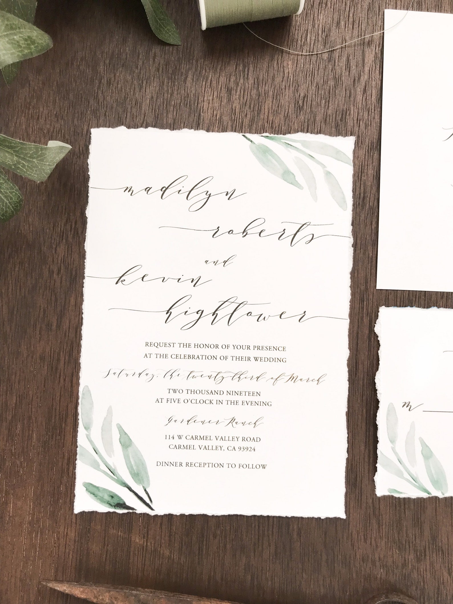 Deckled Edge Wedding Invitation Set Hand Torn Edges Torn - Etsy