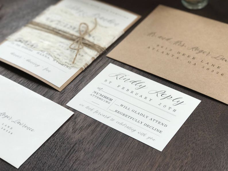 Rustic Elegant Wedding Invitation Set With Ivory Lace and Etsy