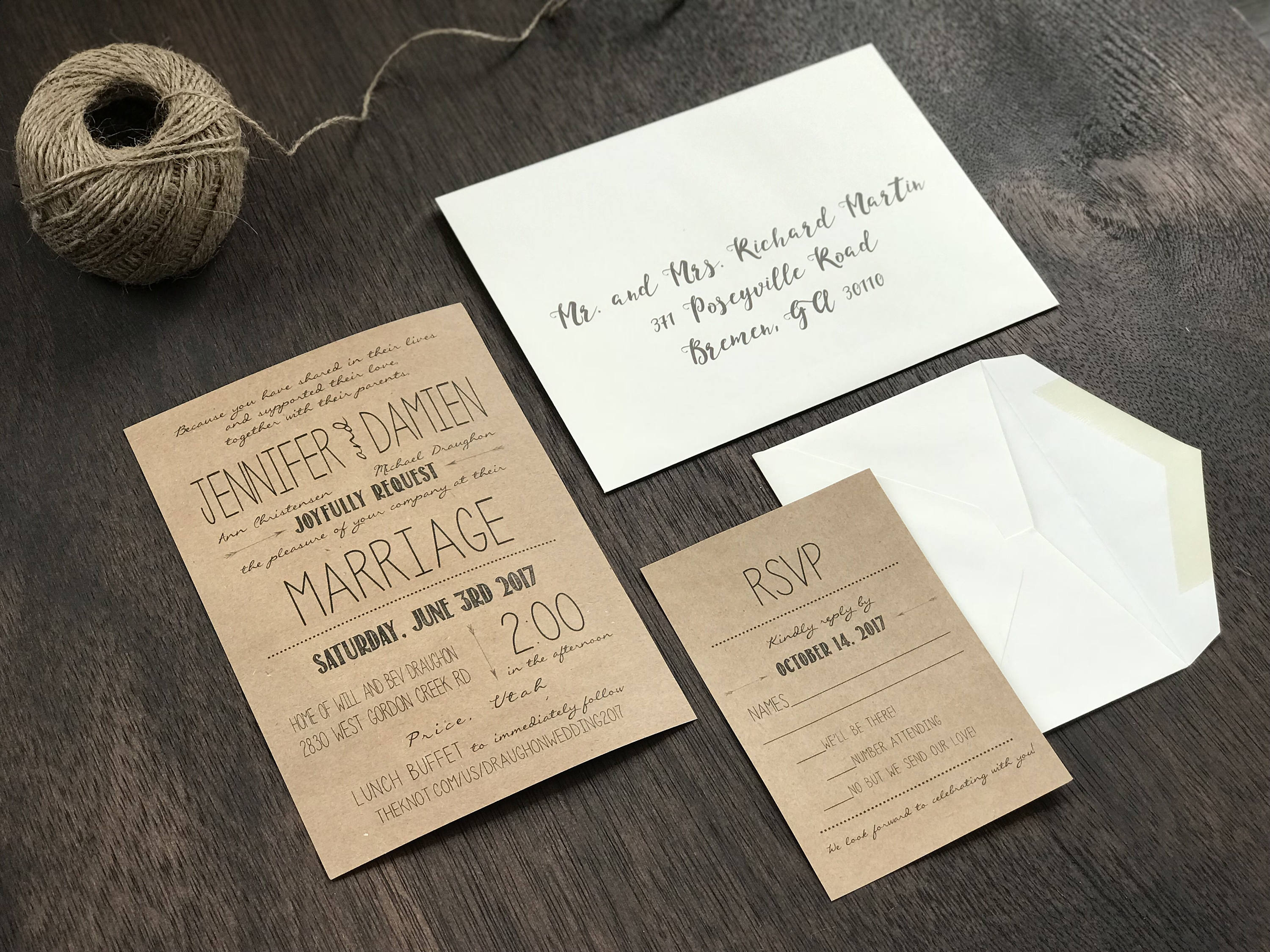 Simple Wedding Invitation Set Country Wedding Invitation Etsy