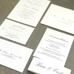 Classy Modern Wedding Invitation Set, Simple Elegant Formal Invite, Romantic Minimalist and Timeless, Script Invitation with band image 6