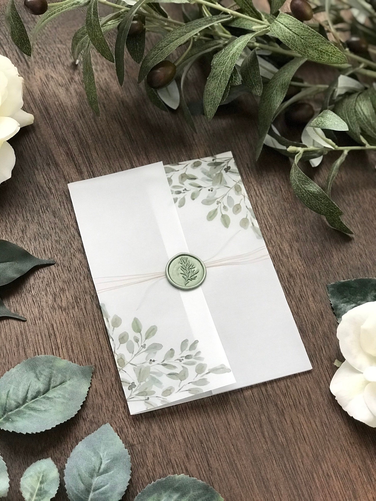 Vellum Jacket With Printed Greenery Vellum Wrap for 5x7 Etsy