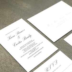 Classy Modern Wedding Invitation Set, Simple Elegant Formal Invite, Romantic Minimalist and Timeless, Script Invitation with band image 3