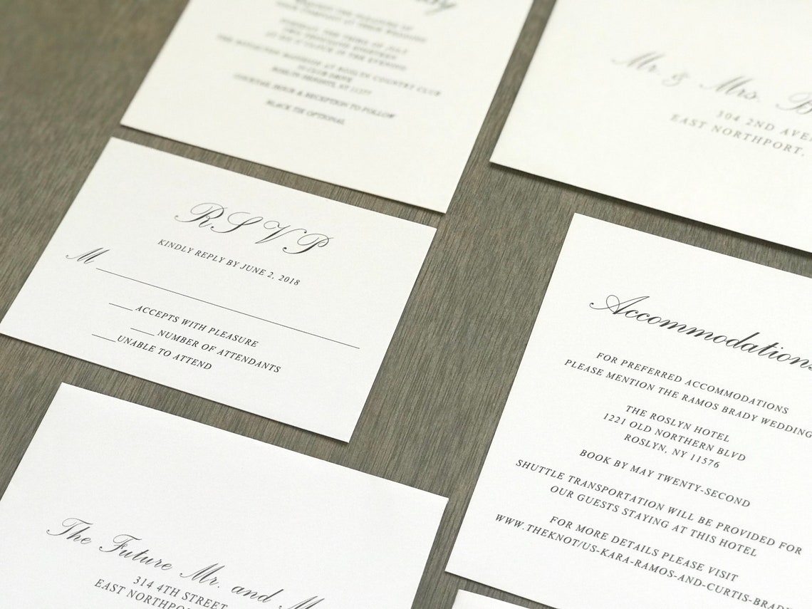 Classy Modern Wedding Invitation Set Simple Elegant Formal | Etsy
