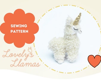 Llamacorn Plush, Digital Pattern, PDF Pattern, Llama Plush Toy, Plushie Pattern