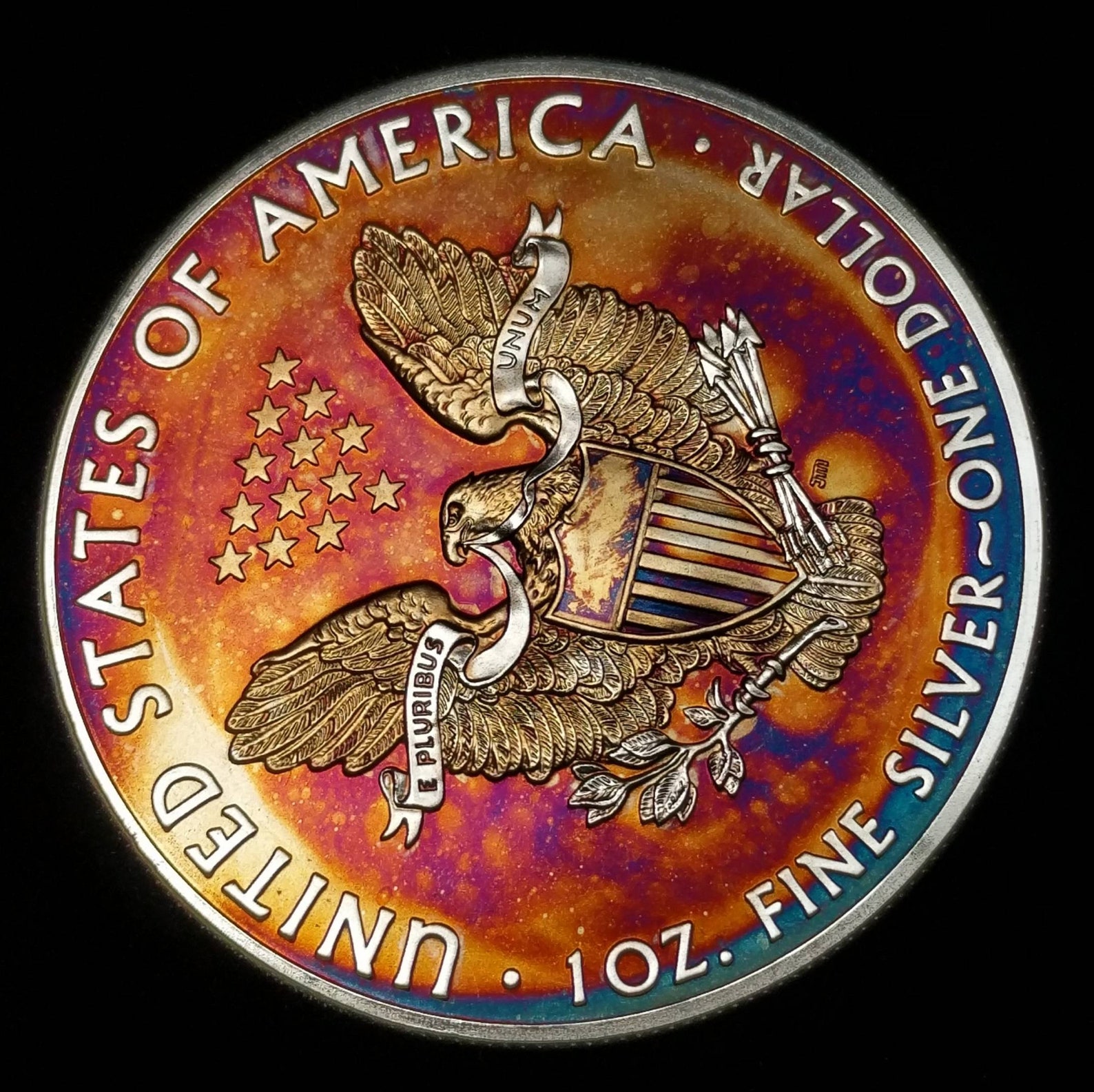 Moneda de águila de plata americana. Colorido Tonificación Etsy