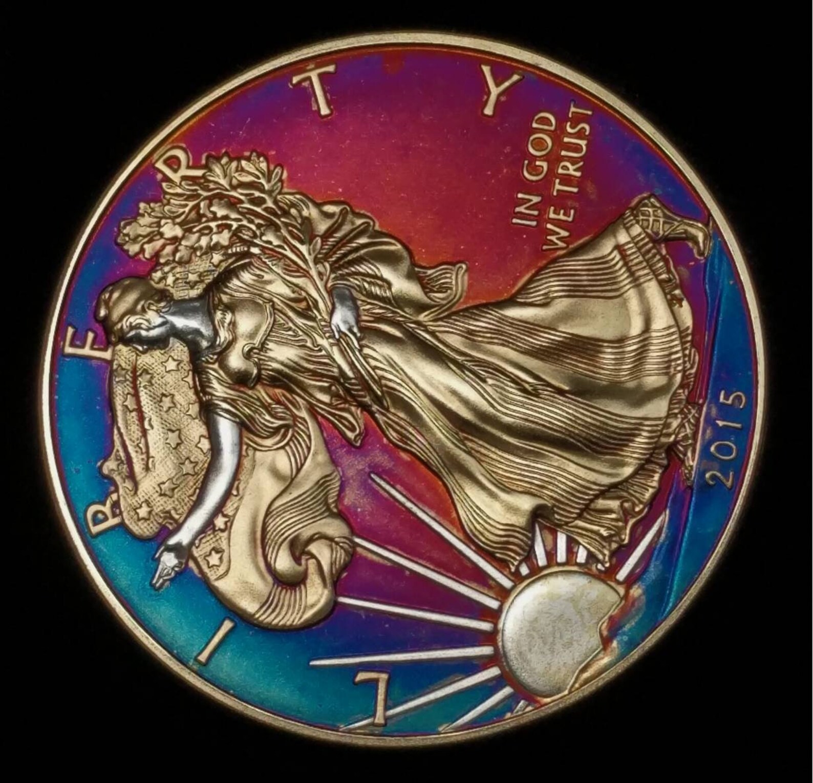 Moneda de águila de plata americana. Colorido Tonificación Etsy