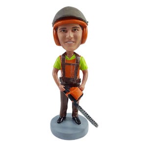Custom Bobblehead Tree Cutter Dude & Professional Fixer - Personalized Repair Contractor Bobblehead and Custom Action Figure
