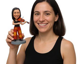 Custom Bobblehead Female Violinist, Violinist Custom Bobblehead, Violin Player Custom Bobblehead, Musical Instrument Custom Bobblehead