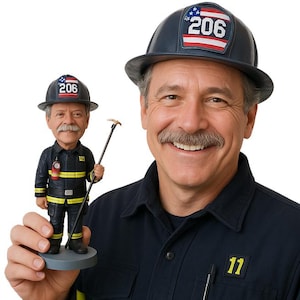 Custom Bobblehead Chief Firefighter, Fight Fighter Custom Bobblehead, Fire Department Custom Bobblehead, Firefighter Personalized Bobblehead