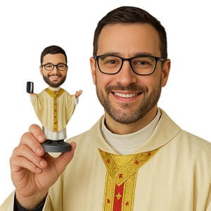Custom Bobblehead Religious Priest with Bible Custom Bobblehead, Religious Officiant Custom Bobblehead Wedding Priest Custom Bobblehead
