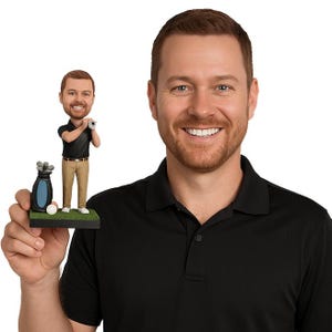 Custom Bobblehead Male Golfer, Golf Custom Bobblehead, Sports Custom Bobbblehead