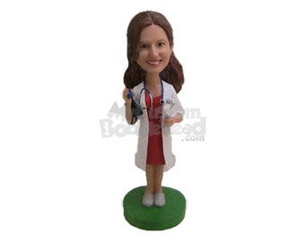 Custom Bobblehead Female Doctor, Female Physician Custom Bobblehead, Female Medical Doctor Custom Bobblehead