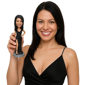 Custom Bobblehead Bridesmaid in Elegant Cocktail Dress, Bridal Party Custom Bobblehead, Wedding Custom Bobblehead, Personalized Bobblehead