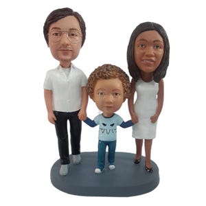Custom Bobblehead Dad, Mom and Little Boy, Dad Mom and Son Custom Bobblehead, Family Custom Bobblehead